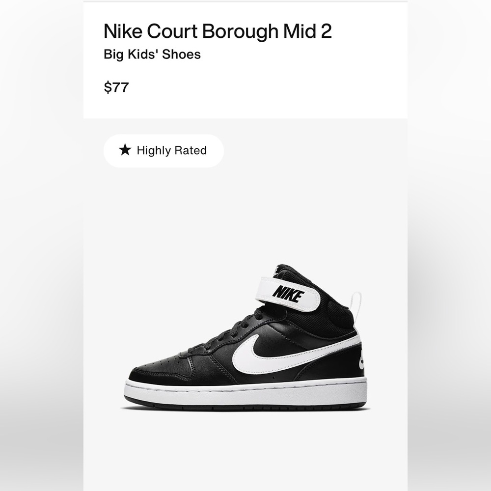 Nike Court Borough mid 2. Size 4.5